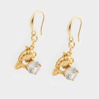 Cubic Zirconia Micro Pave Brass Earring, high quality gold color plated, fashion jewelry & micro pave cubic zirconia & for woman, nickel, lead & cadmium free, 35x14x5mm, Sold By Pair