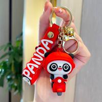 Tibetan Style Key Clasp, Soft PVC, with Tibetan Style, Panda, cute & multifunctional & Unisex, more colors for choice, 43x61mm, Sold By PC