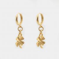 Brass Leverback Earring, Four Leaf Clover, high quality gold color plated, fashion jewelry & for woman, nickel, lead & cadmium free, 33x12x2mm, Sold By Pair