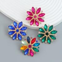 Tibetan Style Stud Earring, fashion jewelry & for woman & with rhinestone, more colors for choice, nickel, lead & cadmium free, 39x41mm, Sold By Pair
