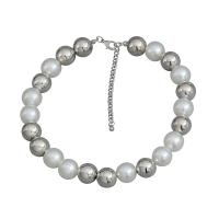 Zinc Alloy smykker halskæde, med Kobber Coated Plastic & Plastic Pearl, med 3.18inch extender kæde, mode smykker & for kvinde, nikkel, bly & cadmium fri, Længde Ca. 14.88 inch, Solgt af PC