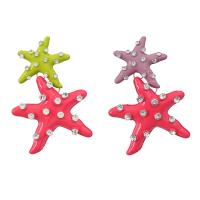 Tibetan Style Drop Earrings, with acrylic rhinestone, Starfish, fashion jewelry & for woman & enamel, multi-colored, nickel, lead & cadmium free, 76x53mm, Sold By Pair