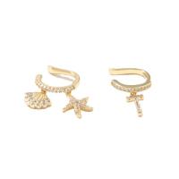 Fashion Earring Cuff and Wraps Brass & micro pave cubic zirconia & for woman golden nickel lead & cadmium free Sold By PC