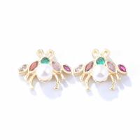 Cubic Zirconia Micro Pave Brass Earring with Plastic Pearl & micro pave cubic zirconia & for woman nickel lead & cadmium free Sold By Pair