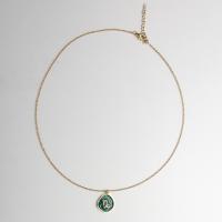 Stainless Steel Jewelry Necklace, 304 Stainless Steel, with Malachite, polished, Zodiac symbols jewelry & different styles for choice & for woman & with rhinestone, 20mm, Length:Approx 17.72 Inch, Sold By PC