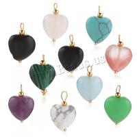Stainless Steel Pendants, 304 Stainless Steel, with Natural Stone, Heart, fashion jewelry & DIY & different materials for choice, 13x13mm, 5PCs/Bag, Sold By Bag