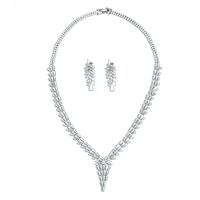 Zinc Alloy Jewelry Sets earring & necklace platinum color plated micro pave cubic zirconia & for woman nickel lead & cadmium free 3.5cm Length 42 cm Sold By Set