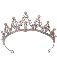 Krone, Zinklegierung, mit Kunststoff Perlen, plattiert, für Frau & mit Strass, keine, frei von Nickel, Blei & Kadmium, Innendurchmesser:ca. 145mm, verkauft von PC