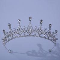 Bridal Tiaras Zinc Alloy with Plastic Pearl silver color plated for woman & with rhinestone nickel lead & cadmium free Inner Approx 140mm Sold By PC