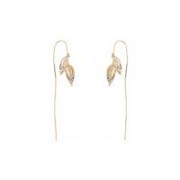 Cubic Zirconia Micro Pave Brass Earring with Cats Eye Leaf gold color plated fashion jewelry & micro pave cubic zirconia & for woman Approx 4mm Sold By Pair