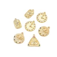 Rhinestone Brass Pendants, plated, DIY & different designs for choice & with rhinestone, golden, nickel, lead & cadmium free, Sold By PC