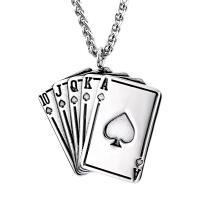 Stainless Steel Pendants, Poker, polished, DIY, original color, 35x41.30mm, Sold By PC