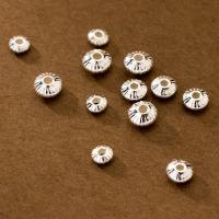 925 Sterling Silver Beads, Saucer, plated, DIY, silver color, Sold By PC