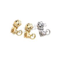Cubic Zirconia Brass Pendants with Cubic Zirconia Cat real gold plated DIY Sold By PC