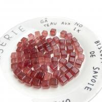 Natural Quartz Jewelry Beads, Strawberry Quartz, Square, DIY & different size for choice, Sold By PC