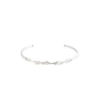 925 Sterling Silver Cuff Bangle silver color plated adjustable & for woman 51mm Inner Approx 47.5mm Sold By PC