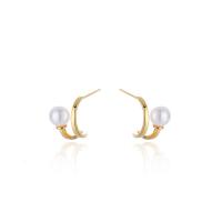 925 Sterling Silver Stud Earring with Shell Pearl plated fashion jewelry & for woman 10mm Sold By Pair