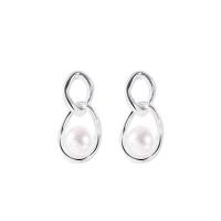 925 Sterling Silver Drop Earring, with Shell Pearl, Geometrical Pattern, silver color plated, fashion jewelry & for woman & hollow, 6.90x14.90mm, Sold By Pair