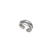 925 Sterling Silver Cuff Finger Ring, antique silver color plated, fashion jewelry & adjustable & for woman, US Ring Size:7, Sold By PC