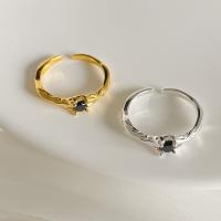 925 sterling silver Cuff finger ring, plated, mode smycken & justerbar & micro bana cubic zirconia & för kvinna, fler färger för val, Storlek:6.5, Säljs av PC