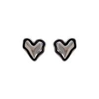 925 Sterling Silver Stud Earring Heart antique silver color plated fashion jewelry & for woman Approx 1mm Sold By Pair