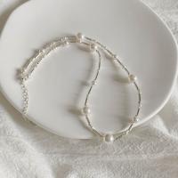 925 пробы Ожерелье, с Shell Pearl, с 2inch наполнитель цепи, плакирован серебром, ювелирные изделия моды & Женский, длина:Приблизительно 15.7 дюймовый, продается PC
