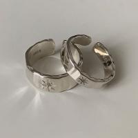 925 Srebro para Pierścień, Platerowane w kolorze srebra, regulowany & różne style do wyboru & dla par & z kamieniem, rozmiar:7, sprzedane przez PC