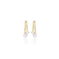 925 Sterling Silver Drop Earring, with Shell Pearl, plated, fashion jewelry & micro pave cubic zirconia & for woman, more colors for choice, 24.5mm, 6mm, Sold By Pair