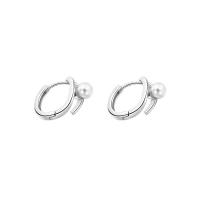 925 Sterling Silver Lever Back Earring with Shell Pearl platinum plated fashion jewelry & for woman Approx 1.5mm Sold By Pair