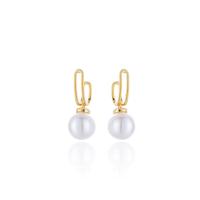 925 Sterling Silver Drop Earring, with Shell Pearl, plated, fashion jewelry & micro pave cubic zirconia & for woman, more colors for choice, 22.5mm, 8-8.5mm, Sold By Pair