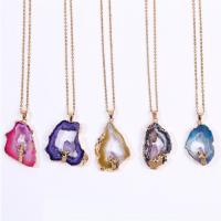 Natural Gemstone Necklace, Natural Stone, with 304 Stainless Steel, fashion jewelry & for woman, more colors for choice, Length:Approx 45 cm, Sold By PC