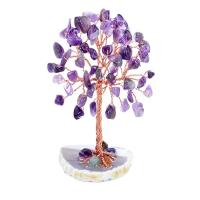 Rich Tree Decoration, Quartz, with brass wire, for home and office, more colors for choice, 100mm, Sold By PC
