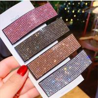 Hair Snap Clips, Tibetan Style, for woman & with rhinestone, more colors for choice, nickel, lead & cadmium free, 80x25mm, 10PCs/Bag, Sold By Bag