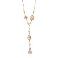 Collier de chaîne en laiton de perles d'eau douce, avec perle d'eau douce cultivée, avec 4.5cm chaînes de rallonge, Placage de couleur d'or, bijoux de mode & pour femme, deux couleurs différentes, 63x12mm, Longueur:54 cm, Vendu par PC