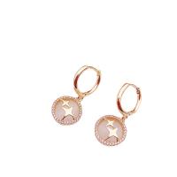Cubic Zirconia Micro Pave Brass Earring, with Cats Eye, gold color plated, fashion jewelry & micro pave cubic zirconia & for woman, two different colored, 30x10mm, Sold By Pair