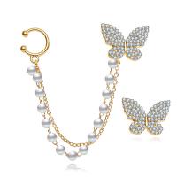 Fashion Earring Cuff and Wraps Zinc Alloy with Plastic Pearl plated fashion jewelry & for woman & with rhinestone Sold By PC