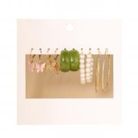 Zinklegierung Ohrring-Set, mit Kunststoff Perlen & Acryl, plattiert, 5 Stück & Modeschmuck & verschiedene Stile für Wahl & für Frau, keine, verkauft von setzen
