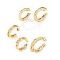 alliage de zinc Clip boucle d’oreille, Placage de couleur d'or, 6 pièces & 5 pièces & bijoux de mode & styles différents pour le choix & pour femme, doré, Vendu par fixé