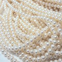 Naturliga sötvattenspärla lösa pärlor, Freshwater Pearl, DIY, vit, 4-5mm, Såld Per 36-38 cm Strand