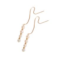 Boucles d'oreilles en perles d'eau douce, perle d'eau douce cultivée, avec laiton, Plaqué d'or 14K, bijoux de mode & pour femme, deux couleurs différentes, 30x5mm, Vendu par paire