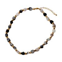 Natural Gemstone Necklace, Natural Stone, with Brass, with 5cm extender chain, gold color plated, fashion jewelry & different materials for choice & for woman, more colors for choice, nickel, lead & cadmium free, Length:Approx 39 cm, Sold By PC