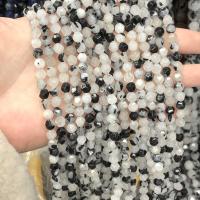 Natürlicher Quarz Perlen Schmuck, Schwarzer Rutilquarz, poliert, DIY & verschiedene Größen vorhanden & facettierte, gemischte Farben, verkauft per ca. 38 cm Strang