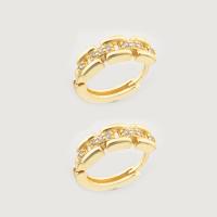Cubic Zirconia Micro Pave Brass Earring, high quality gold color plated, fashion jewelry & micro pave cubic zirconia & for woman, nickel, lead & cadmium free, 16x17x2mm, Sold By Pair