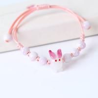 Glass Beads Bracelet, with Wax Cord, handmade, Length Adjustable & fashion jewelry & for woman, pink, Length:Approx 13-23 cm, Sold By PC