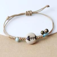 Porcelain Bracelet with brass bell handmade Length Adjustable & fashion jewelry & Unisex Length Approx 13-17 cm Sold By PC