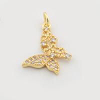 Cubic Zirconia Micro Pave Brass Pendant Butterfly high quality gold color plated fashion jewelry & micro pave cubic zirconia & for woman nickel lead & cadmium free Sold By PC