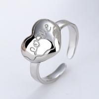Solidny srebrny pierścień, 925 Srebro, Serce, Powlekane, biżuteria moda & dla kobiety, dostępnych więcej kolorów, bez zawartości niklu, ołowiu i kadmu, 11mm, sprzedane przez PC