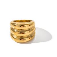 Vinger Ring in edelstaal, 304 roestvrij staal, 18K verguld, mode sieraden & verschillende grootte voor keus & voor vrouw, gouden, 18.60mm, Verkocht door PC