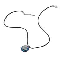 Zinc Alloy smykker halskæde, med Voks, med 1.97inch extender kæde, mode smykker & for mennesket & med rhinestone, nikkel, bly & cadmium fri, 26x20mm, Solgt Per Ca. 17.32 inch Strand
