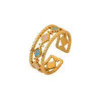 Vinger Ring in edelstaal, 304 roestvrij staal, plated, mode sieraden & uniseks, gouden, Verkocht door PC